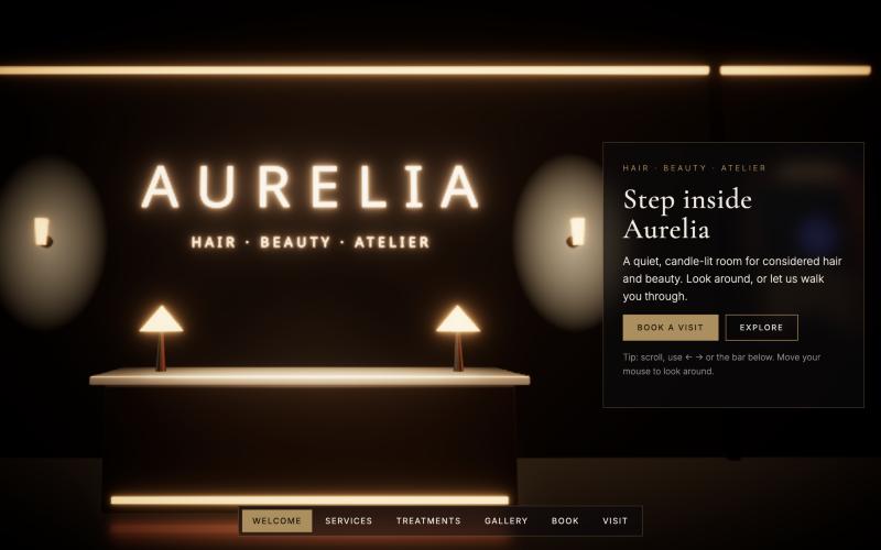 Aurelia — 3D salon site preview